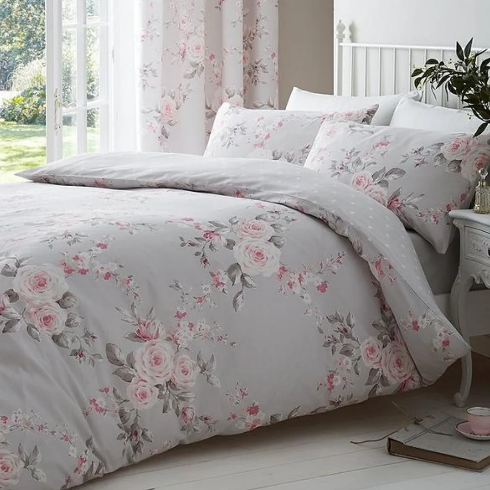 Catherine Lansfield Canterbury Grey Floral Quilt Set | Single - Image 4
