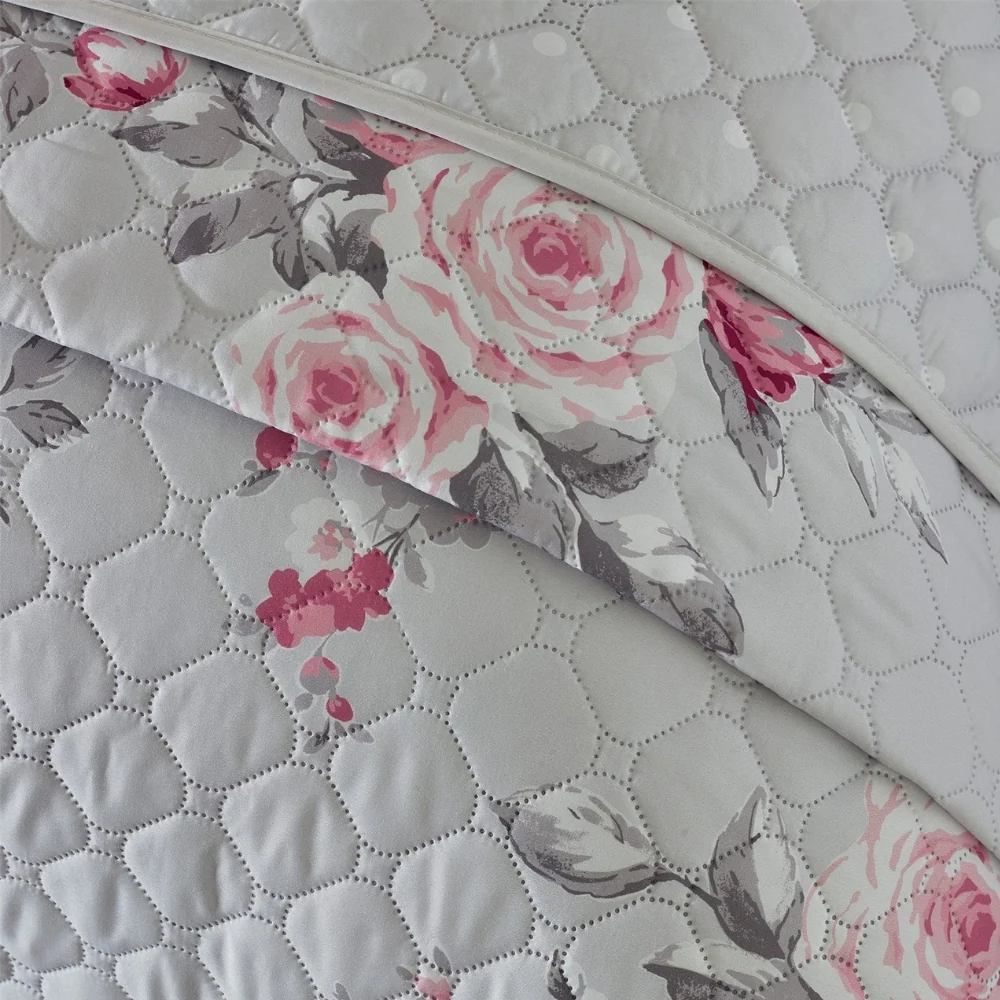 Catherine Lansfield Canterbury Grey Quilted Bedspread | 240x260 - Image 3