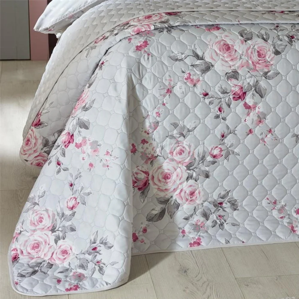 Catherine Lansfield Canterbury Grey Quilted Bedspread | 240x260 - Image 4