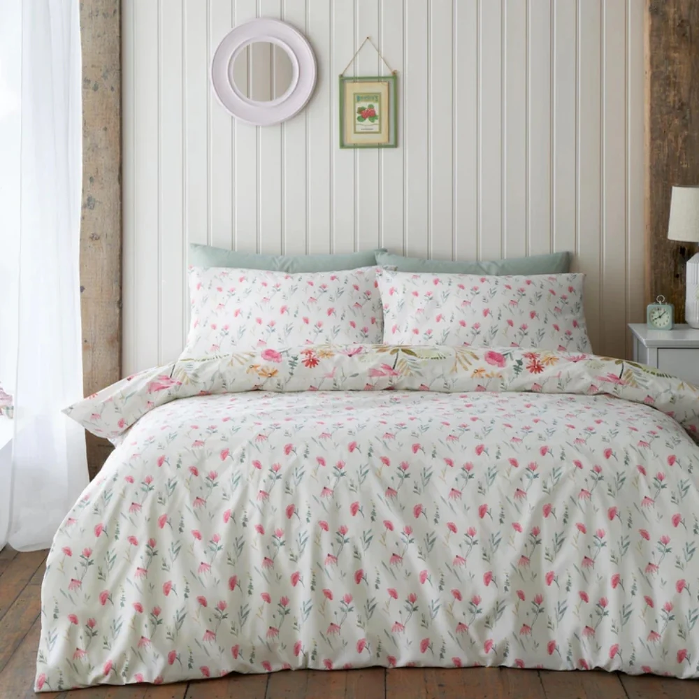 Catherine Lansfield Ella Poppy Cream Floral Reversible Quilt Set | Double - Image 3