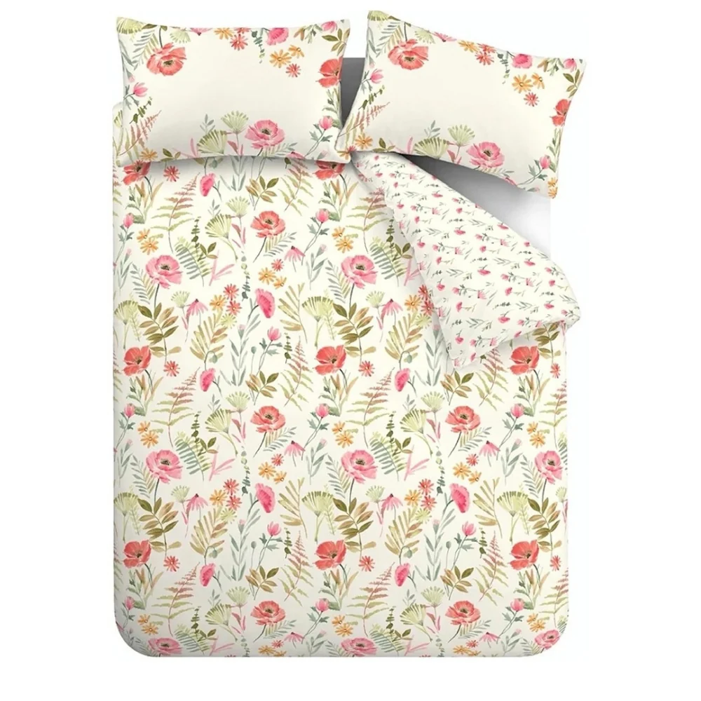 Catherine Lansfield Ella Poppy Cream Floral Reversible Quilt Set | Single