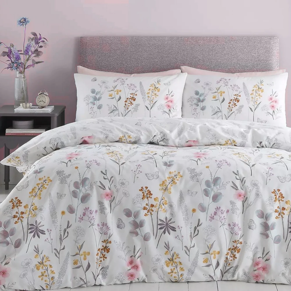 Catherine Lansfield Emilia Floral White Reversible Quilt Set | Single - Image 3