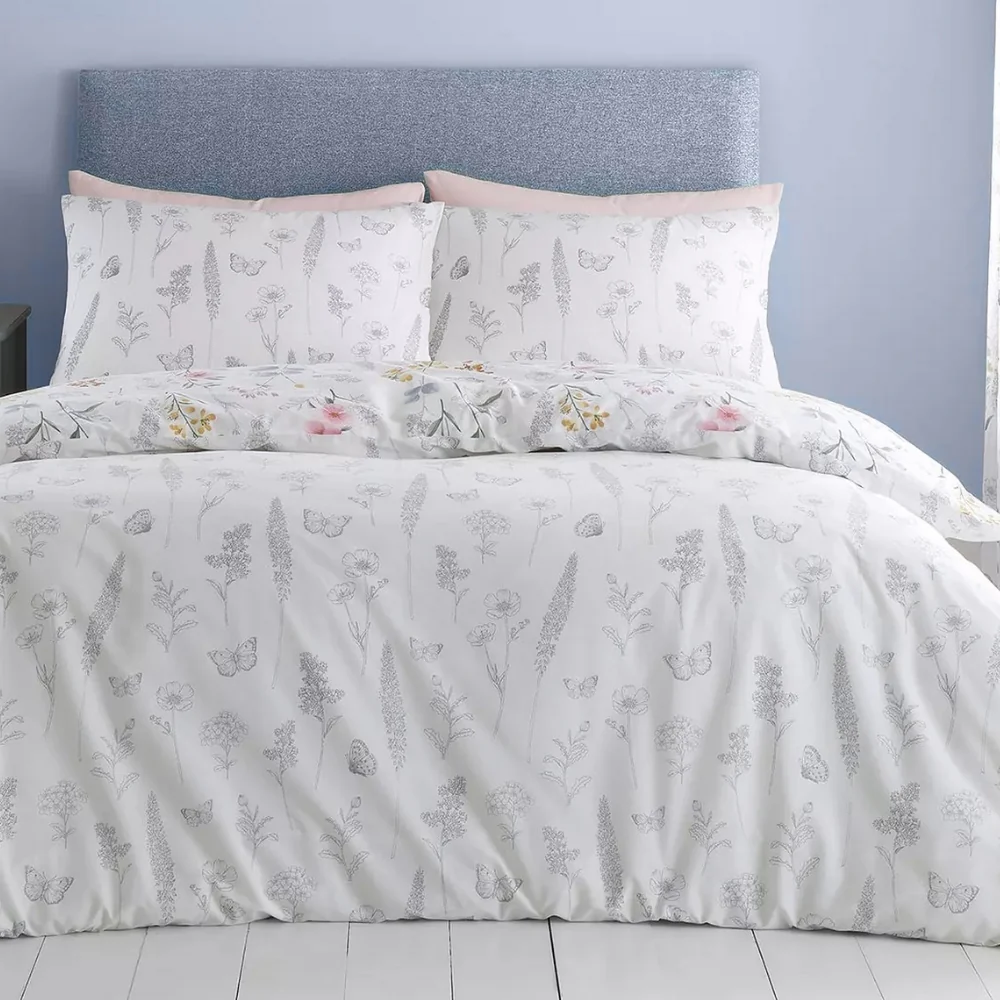 Catherine Lansfield Emilia Floral White Reversible Quilt Set | Single - Image 5