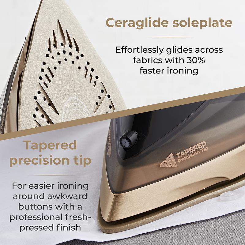 Ceraglide 2800W 360 Cord Cordless Steam Iron Black and Gold - Image 4