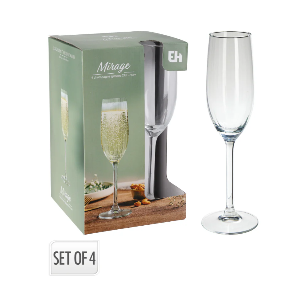 Champagne Glass Set Champagne Glasses | 21cl Capacity, Set of 4