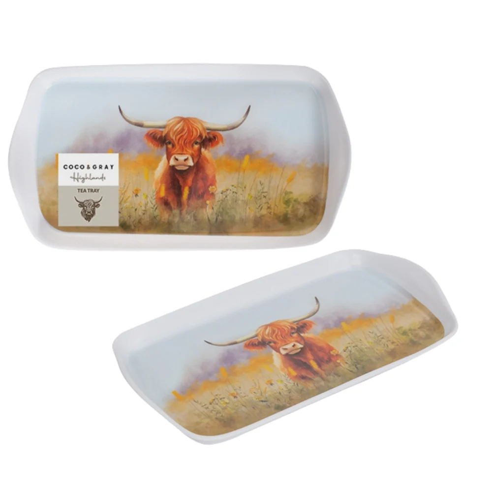 Coco & Gray Highland Cow Melamine Tea Tray | 26x14cm