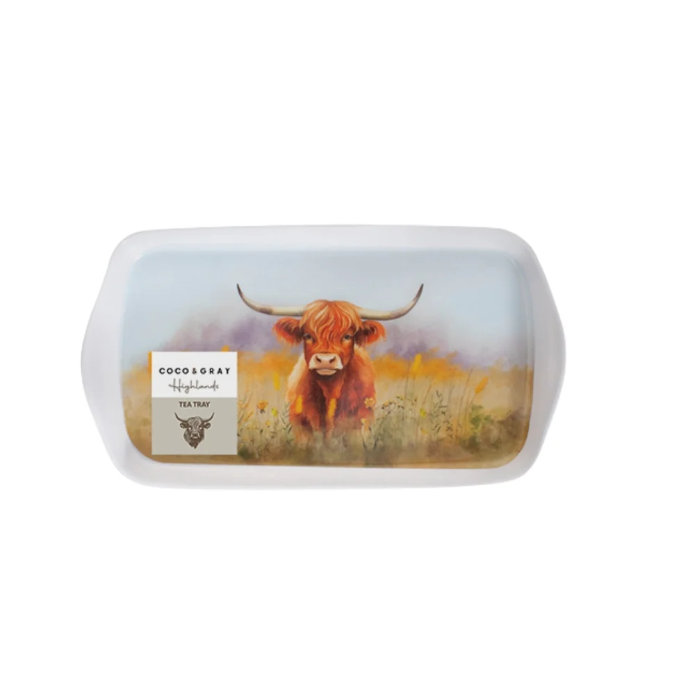 Coco & Gray Highland Cow Melamine Tea Tray | 26x14cm - Image 2