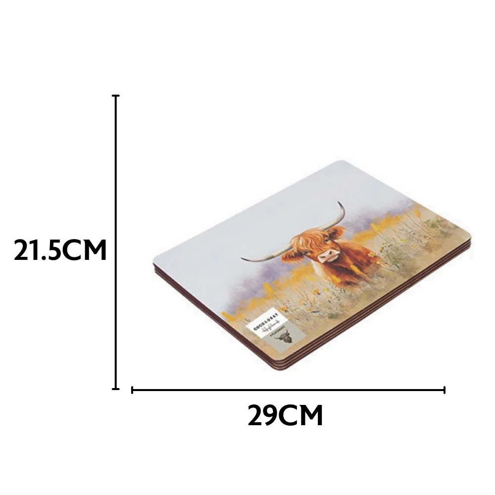 Coco & Gray Highland Cow Placemats | Set of 4 | 29x21.5cm - Image 3
