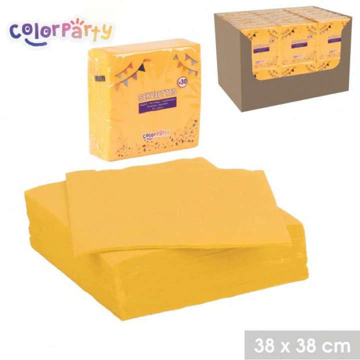 Colorparty Bright Yellow Paper Napkins | Pack of 30 | 38 x 38cm | Mandarin