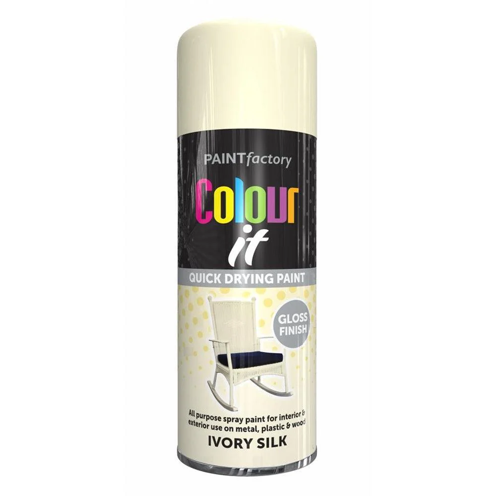 Colour it Quick Drying Spray Paint Ivory Silk Gloss Finish | 400ml