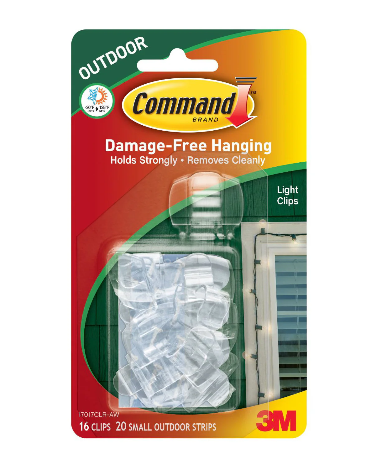 Command Outdoor Light Clips | Weather-Resistant and Damage-Free | 16 Clips and 20 Strips Included