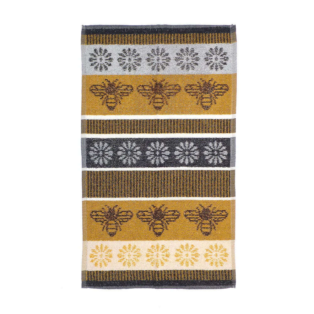 Country Club Bee and Floral Jacquard Tea Towels | Pack of 2, Mustard - Image 2