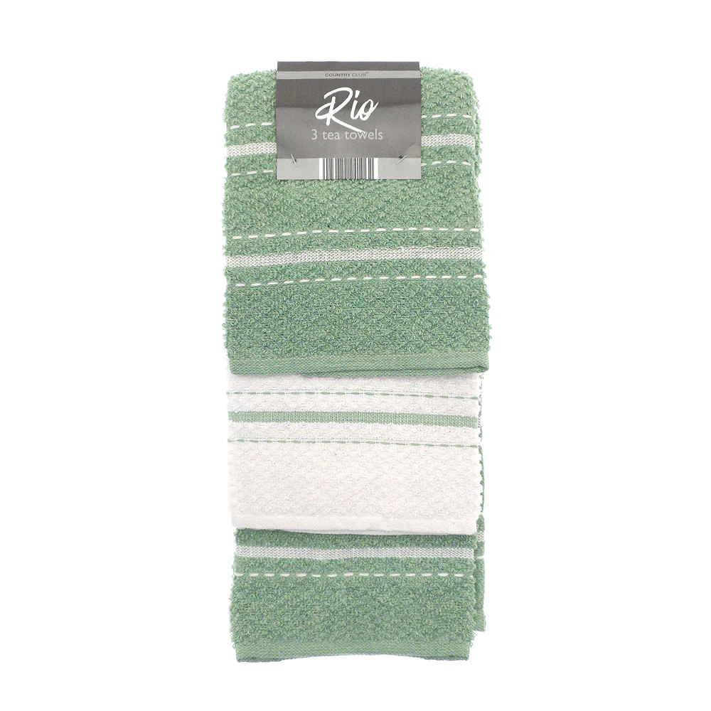 Country Club Rio Tea Towel Set | Pack of 3, Assorted Grey and White - Image 2