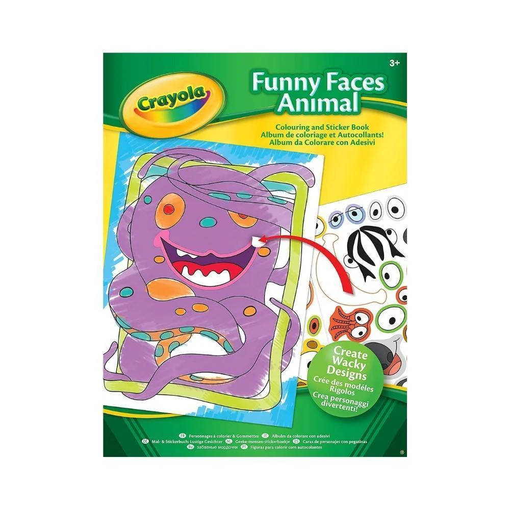 Crayola Funny Faces Animals Colouring & Stickers Book