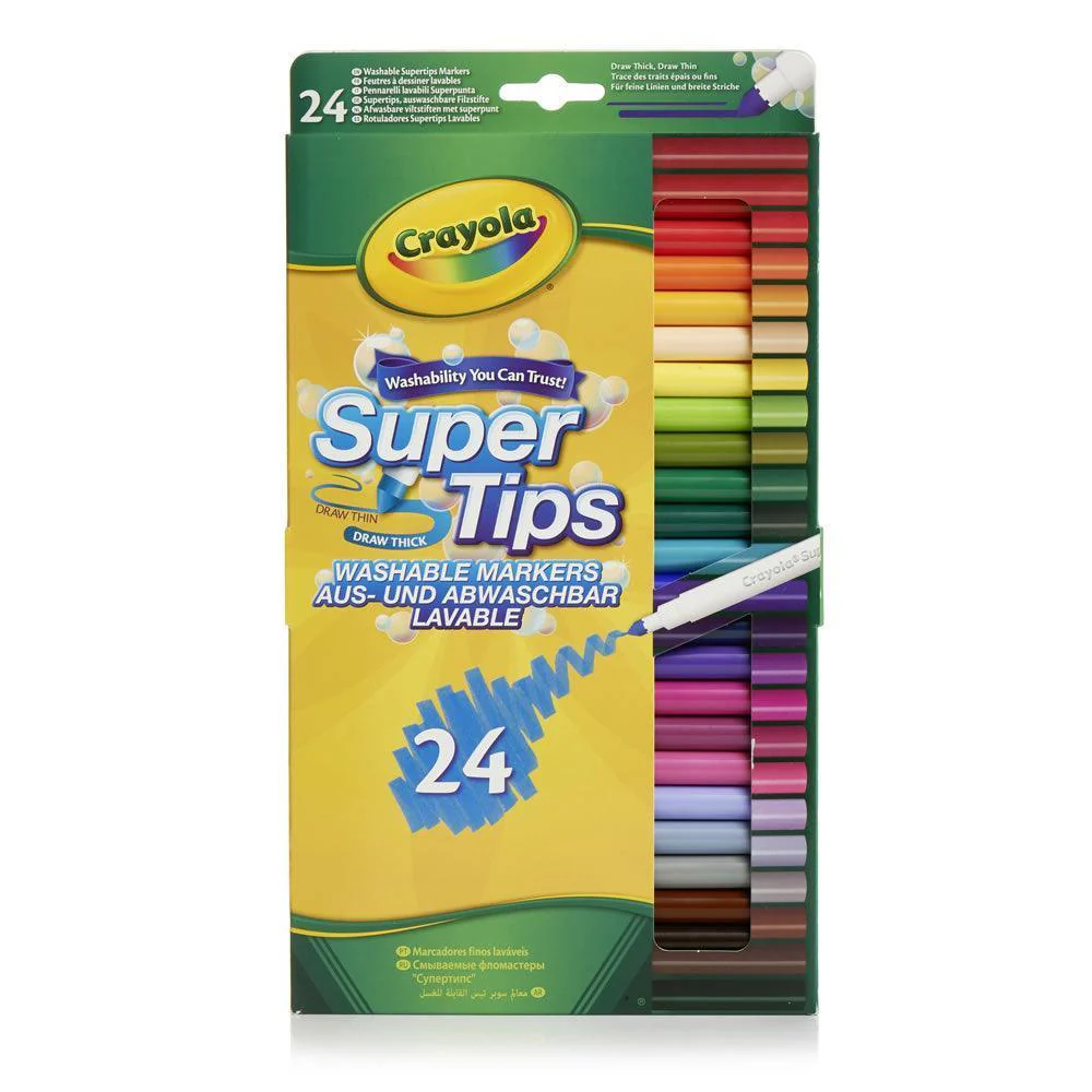Crayola SuperTips Washable Felt Tip Colouring Markers | 24 Pack