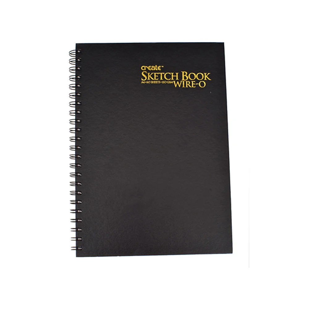 Create A4 Wire-O Sketchbook 110 gsm | 50 Pages, Black Covers