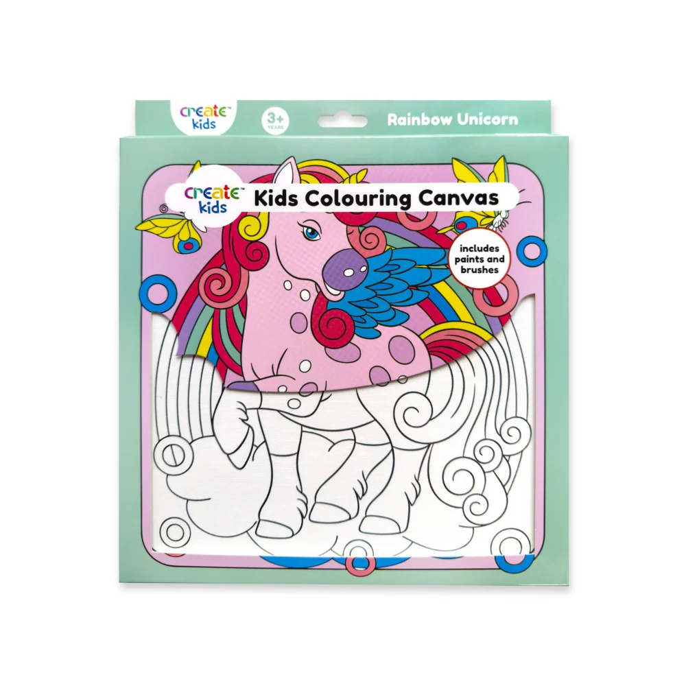Creative Kids Unicorn Colouring Canvas | 25 x 25 cm, Includes Paints