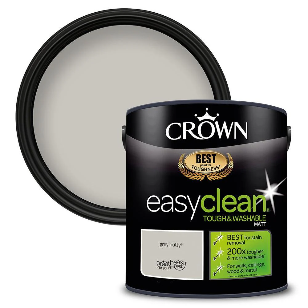 Crown Easyclean Matt Emulsion Paint | Grey Putty