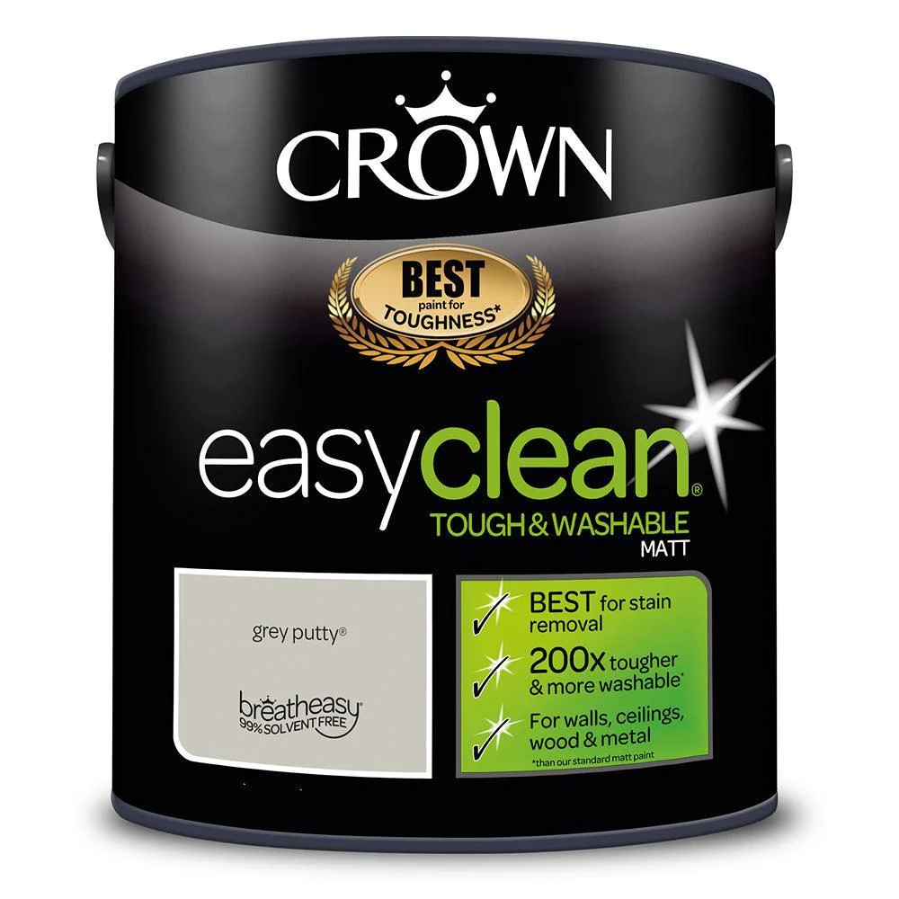 Crown Easyclean Matt Emulsion Paint | Grey Putty - Image 4