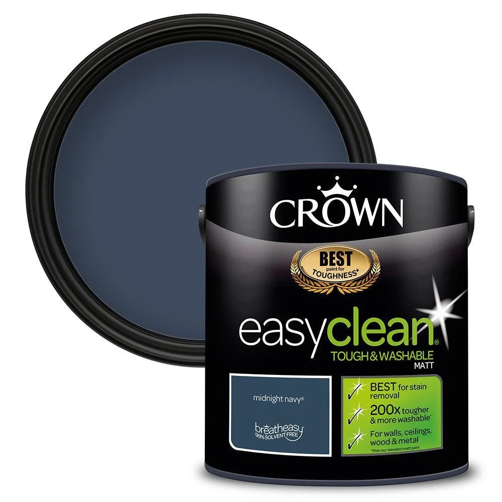 Crown Easyclean Matt Emulsion Paint | Midnight Navy