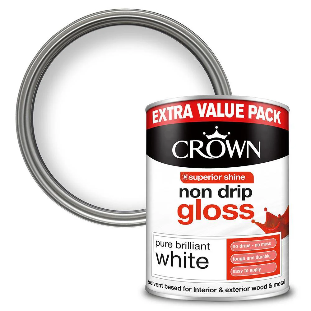 Crown Non Drip Gloss Wood & Metal Paint | Pure Brilliant White