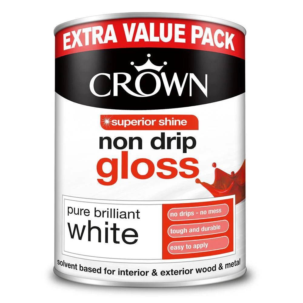 Crown Non Drip Gloss Wood & Metal Paint | Pure Brilliant White - Image 3