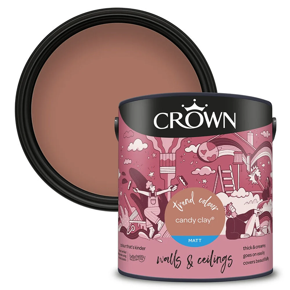 Crown Paint Candy Clay Matt Wall & Ceiling Paint | 2.5L, Breatheasy