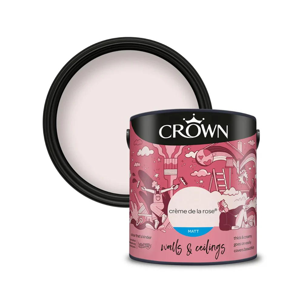 Crown Paint Crème de la Rose Matt Interior Paint | 2.5L, Walls and Ceilings