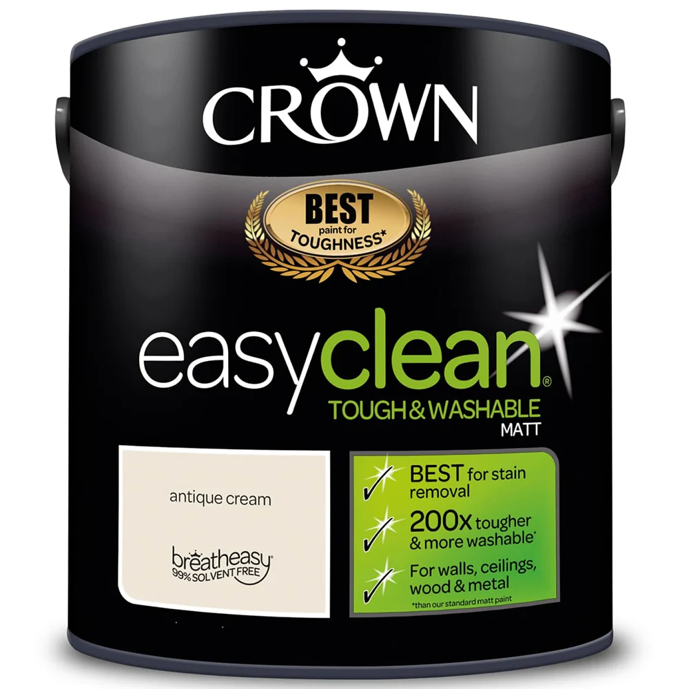 Crown Paint Easyclean Antique Cream Matt Emulsion Paint | 5L, washable