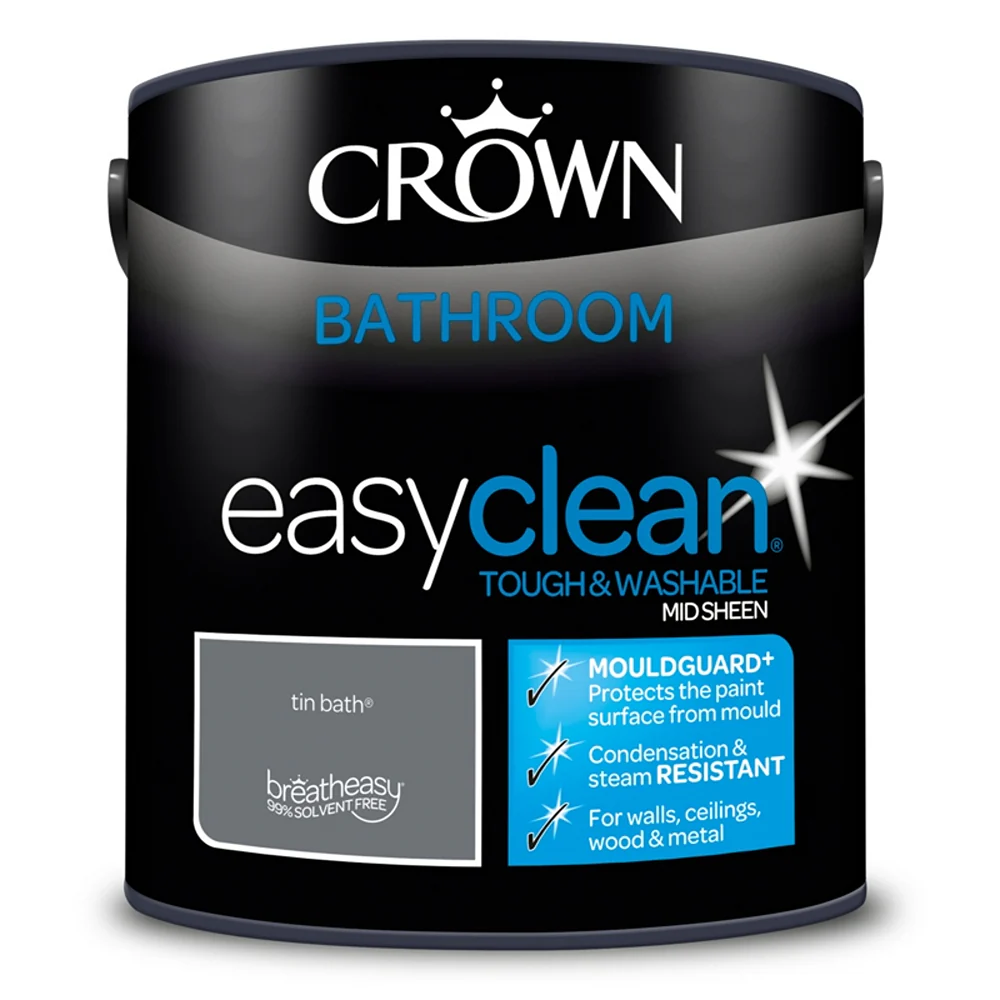 Crown Paint Easyclean Bathroom Tin Bath Emulsion Paint | 2.5L
