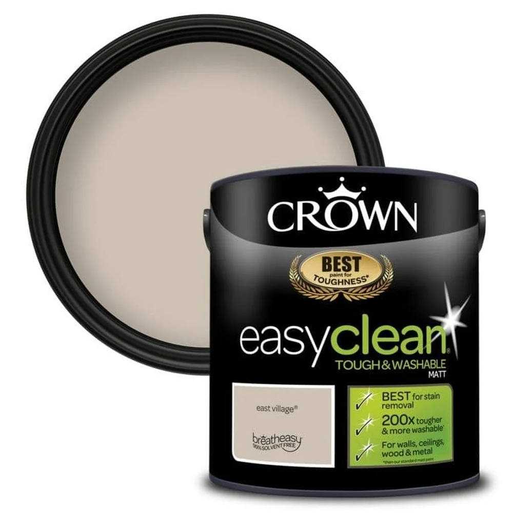 Crown Paint Easyclean Matt East Village Emulsion Paint | 2.5L, Tough & Washable