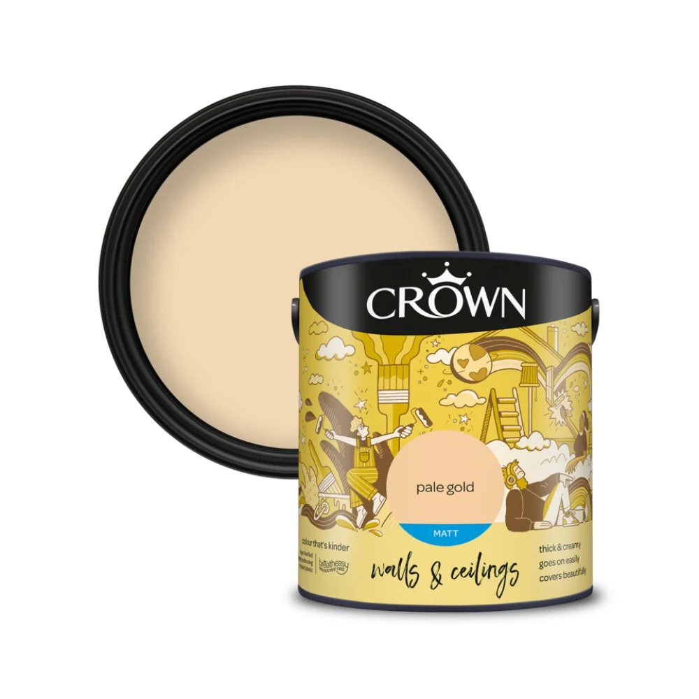 Crown Paint Pale Gold Matt Interior Wall and Ceiling Paint | 2.5L