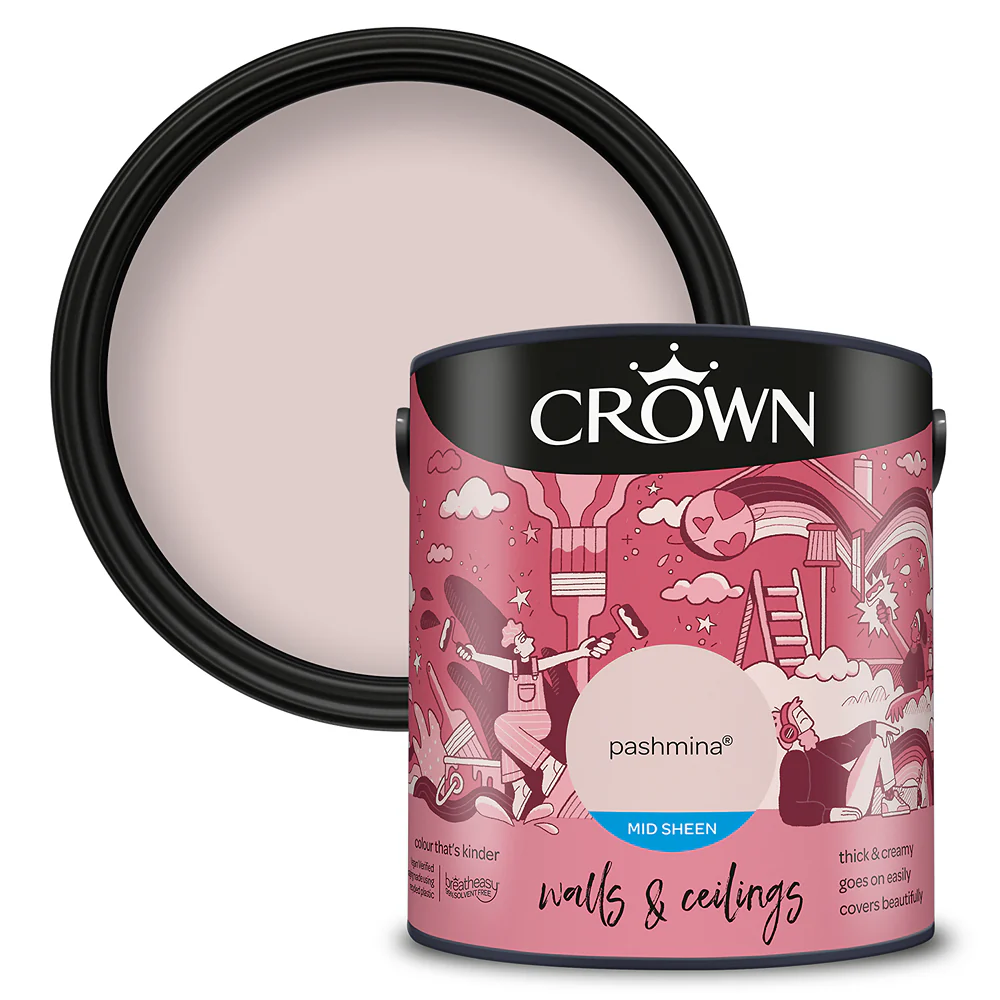 Crown Paint Pashmina Mid Sheen Interior Wall & Ceiling Paint | 2.5L, Breatheasy - Image 2