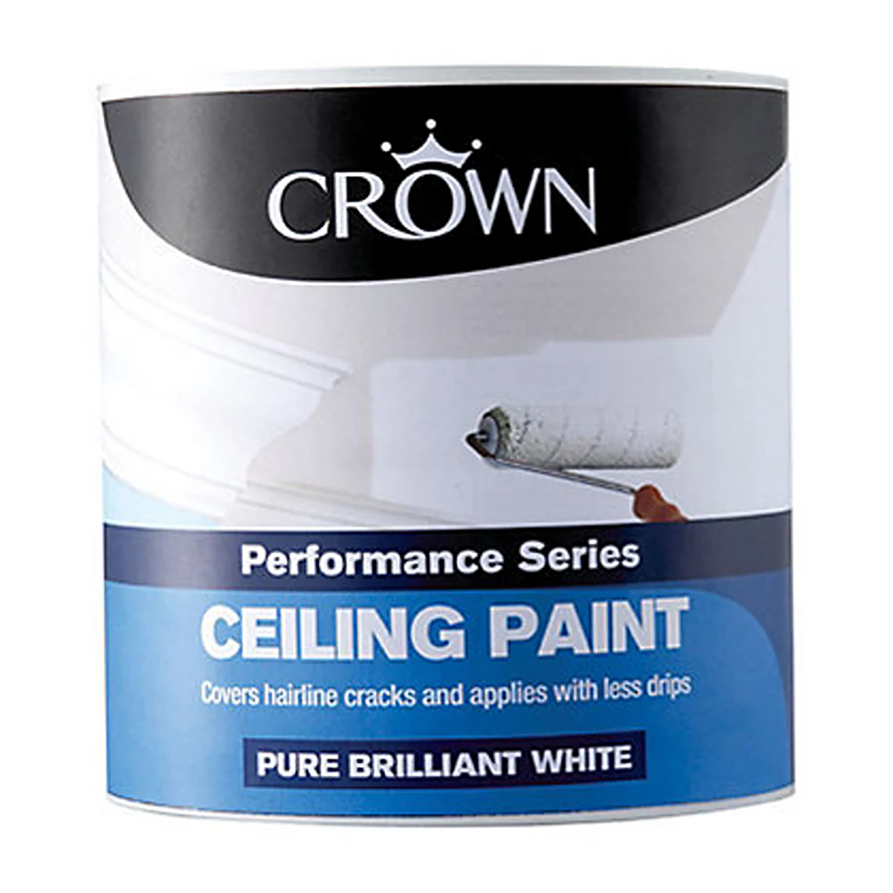 Crown Paint Pure Brilliant White Ceiling Paint | 2.5L, Low Drip
