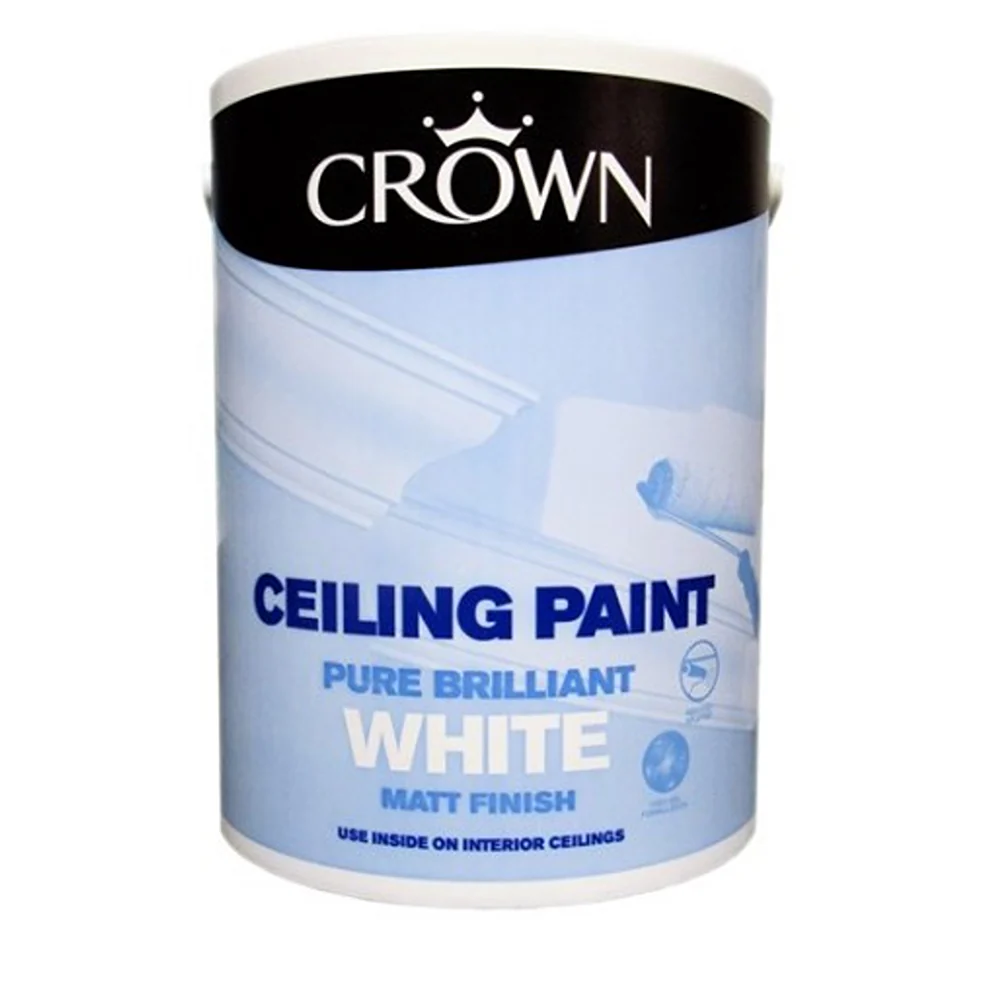 Crown Paint Pure Brilliant White Ceiling Paint Matt | 9L, Interior Ceilings