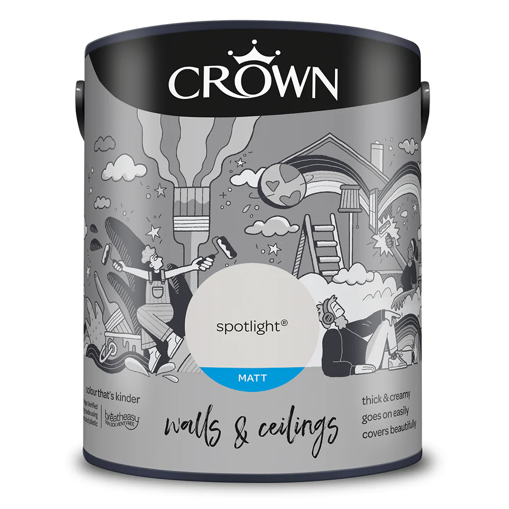 Crown Paint Spotlight Matt Interior Wall and Ceiling Paint | 5L, Breatheasy