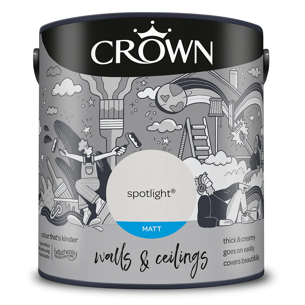 Crown Paint Spotlight Matt Wall & Ceiling Paint | 2.5L, Breatheasy