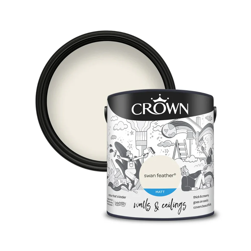 Crown Paint Swan Feather Matt Interior Wall and Ceiling Paint | 2.5L