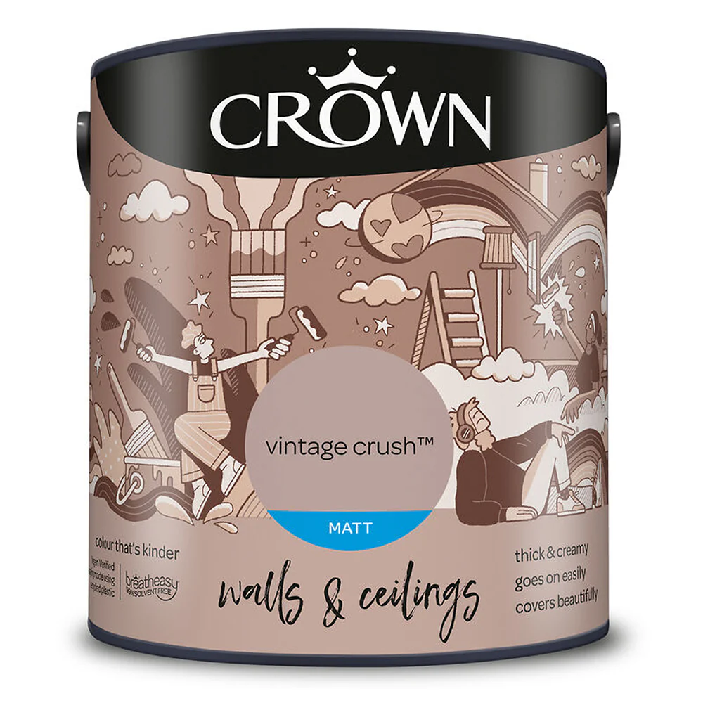 Crown Paint Vintage Crush Matt Emulsion Paint | 2.5L, Walls & Ceilings