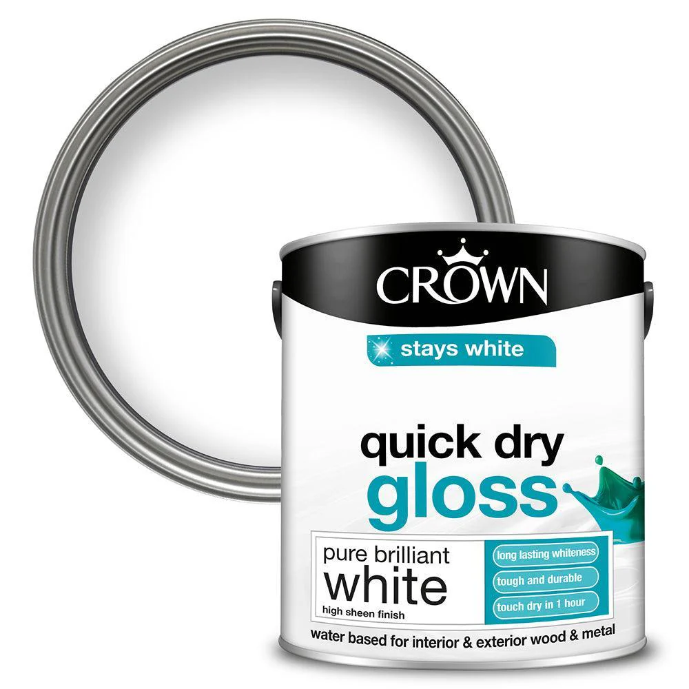 Crown Quick Dry Gloss Paint | Pure Brilliant White