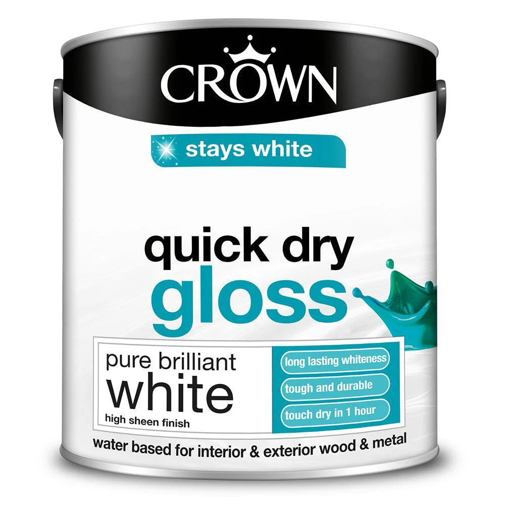 Crown Quick Dry Gloss Paint | Pure Brilliant White - Image 3