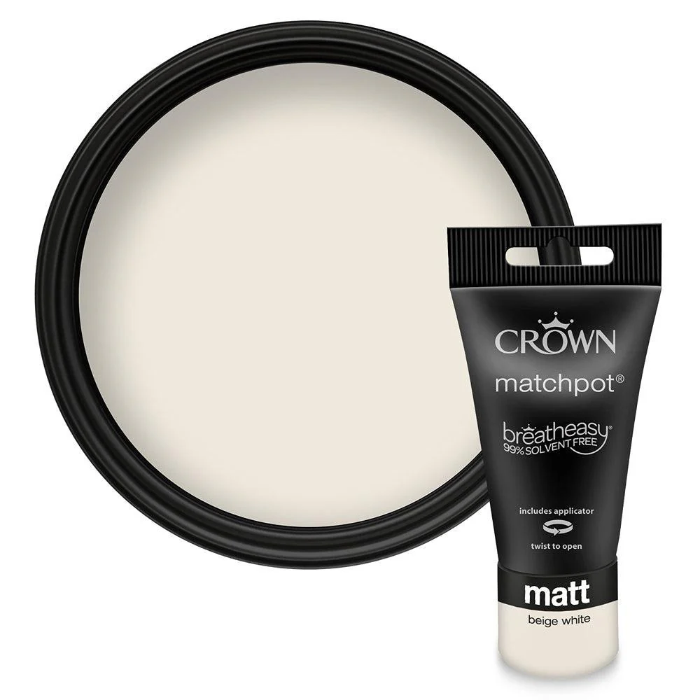 Crown Walls & Ceilings Matt Emulsion | Beige White | 40ml Tester