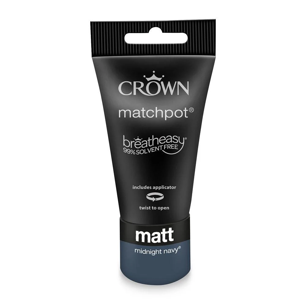 Crown Walls & Ceilings Matt Emulsion | Midnight Navy | 40ml Tester - Image 3
