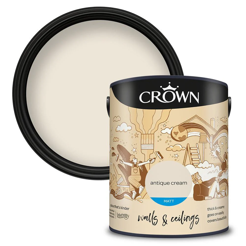 Crown Walls & Ceilings Matt Emulsion Paint | Antique Cream