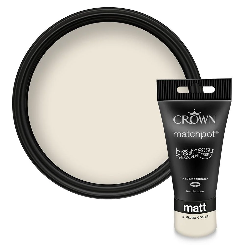 Crown Walls & Ceilings Matt Emulsion Paint | Antique Cream | 40ml Tester