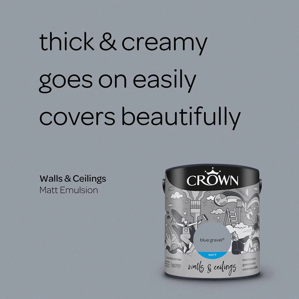 Crown Walls & Ceilings Matt Emulsion Paint | Blue Gravel - Image 6