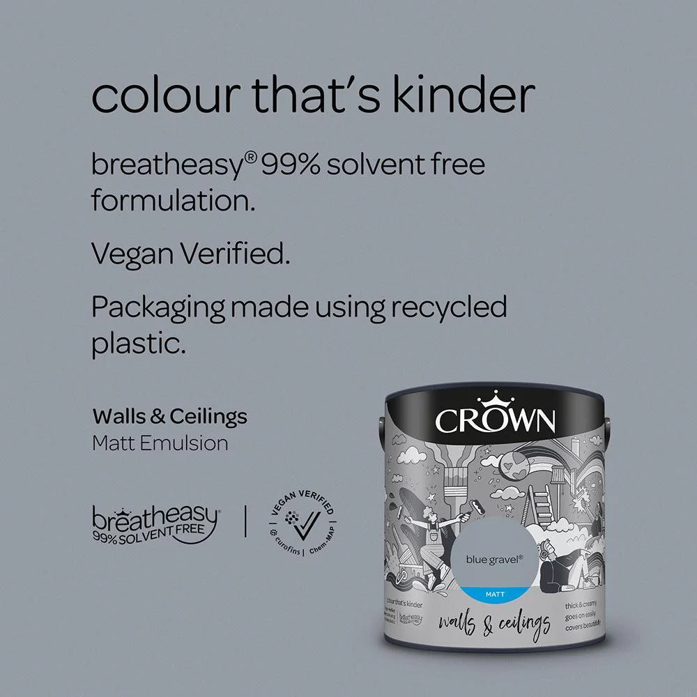 Crown Walls & Ceilings Matt Emulsion Paint | Blue Gravel - Image 7
