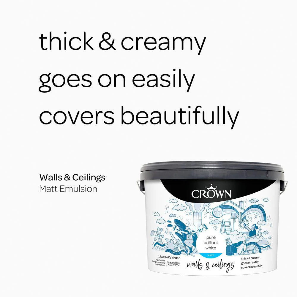 Crown Walls & Ceilings Matt Emulsion Paint | Brilliant White - Image 6