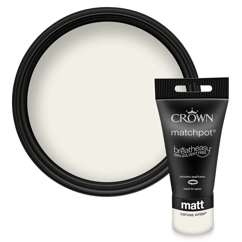 Crown Walls & Ceilings Matt Emulsion Paint | Canvas White | 40ml Tester