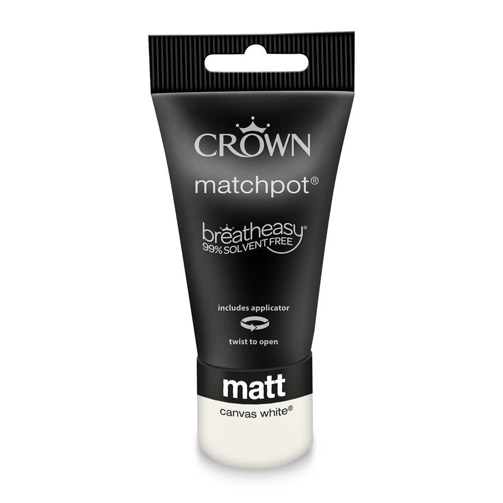 Crown Walls & Ceilings Matt Emulsion Paint | Canvas White | 40ml Tester - Image 3